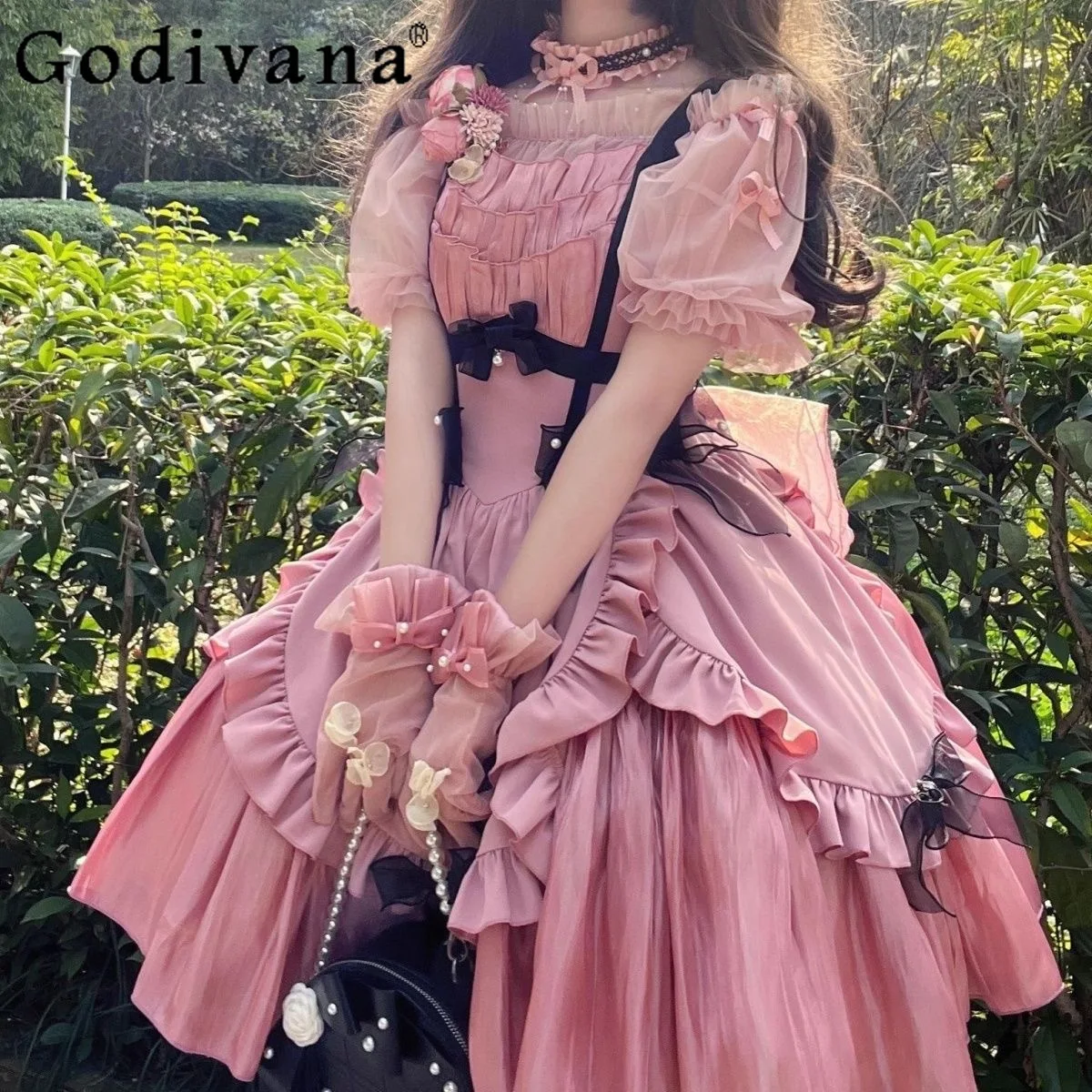 

Original Japanese Lolita Style Inner Shirt Summer Sweet Girls' Cute Bow Off-Shoulder Bubble Sleeve Bottom Tops Blusa Mujer
