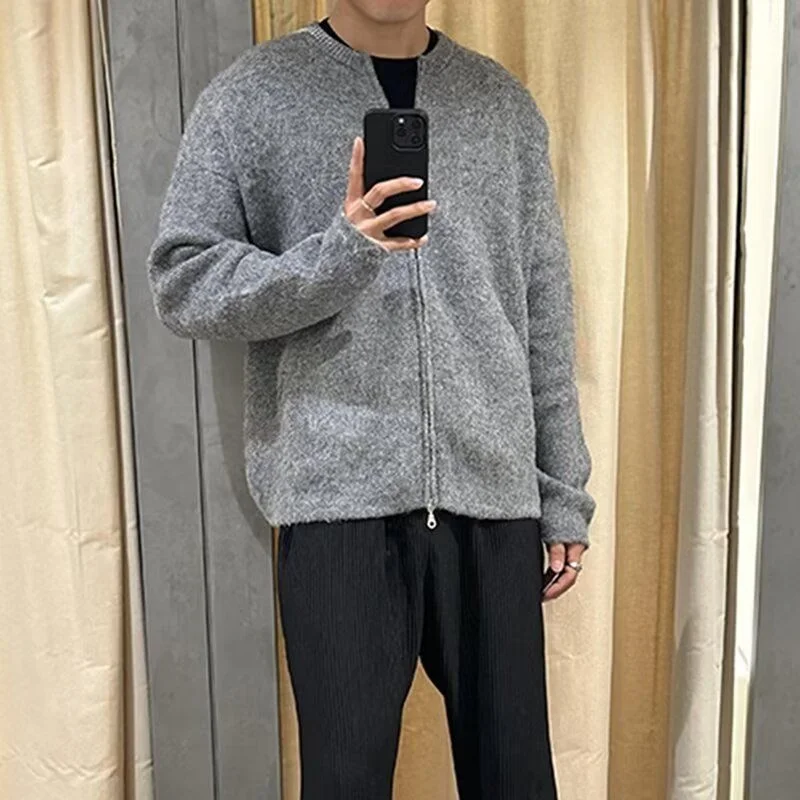 

American Sle V-Ne Knitted Sweater Cardigan Men's Color Casual Loose Fit Winter Outerwear Soft Polyester Fiber