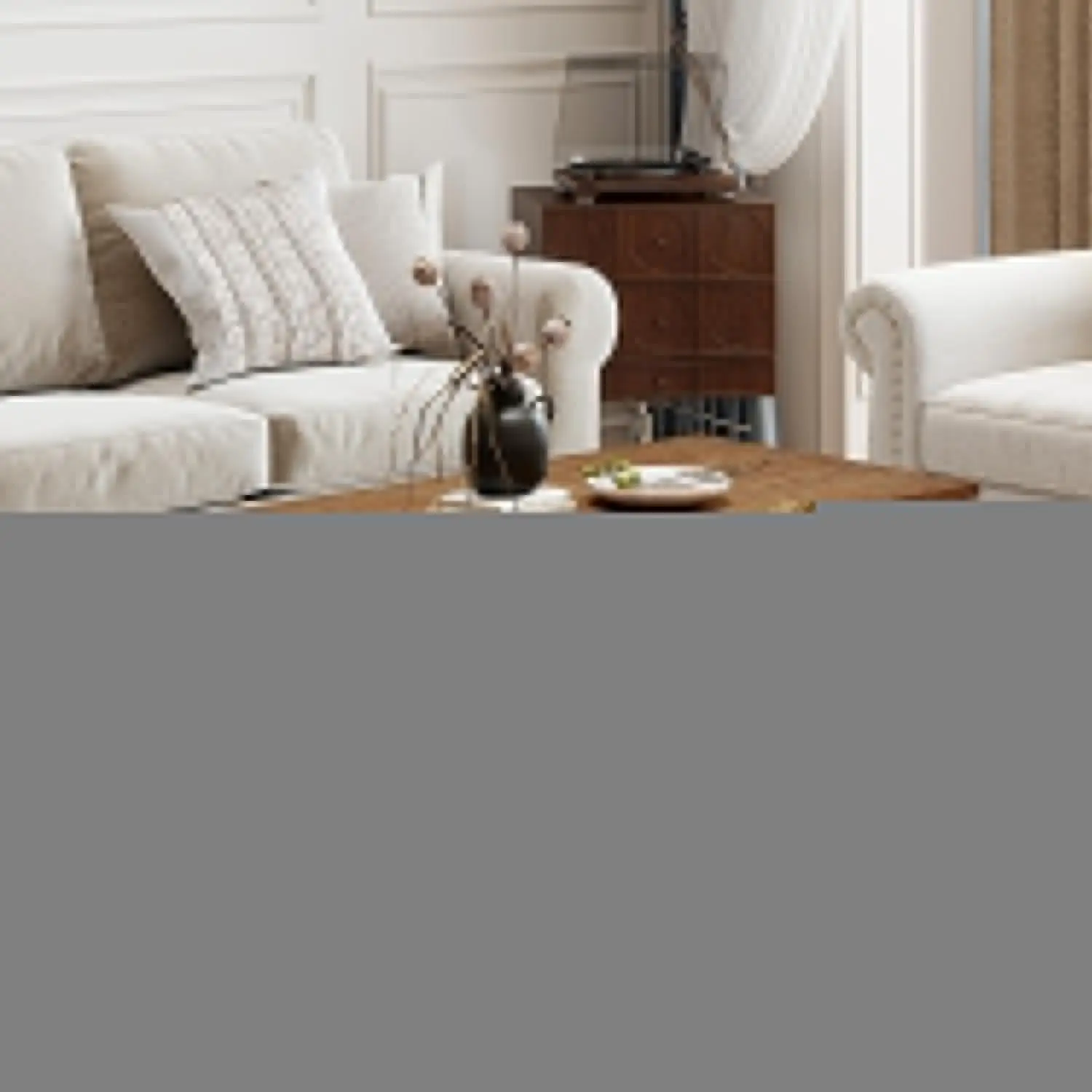 

Mid Century Modern Coffee Table, 2-Tier Rectangle Wood Center Table with Slatted Storage Shelf, Vintage Living Room, Customized