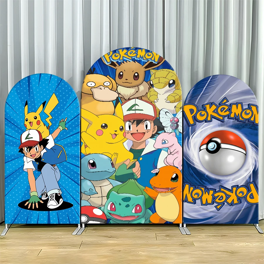 ポケモンピカチュウゲーム誕生日パーティーデコレーションアーチ背景カバー子供アニメテーマベビーシャワー写真ブース用品