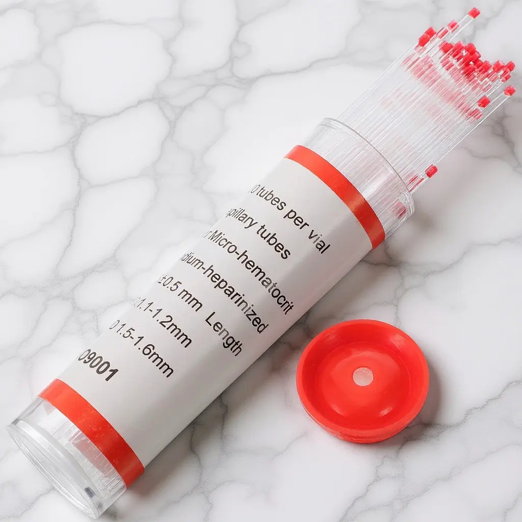 

100 Pcs Borosilicate Glass Capillary Tubes Treated Heparinized for Medical Hospital Sample Micro Hematocrit Capillary Tube