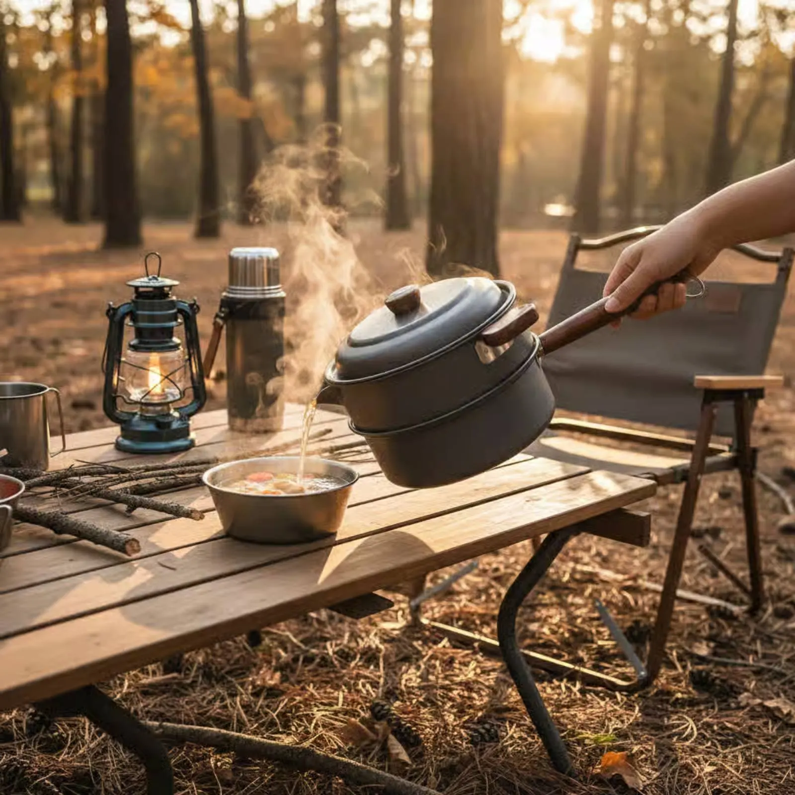 

3 L 3L Outdoor Cooking Pot Lightweight Camping Steamer Pot Portable Outdoor Cooking Kit Long-Lasting Nesting Camp Pots Easy To