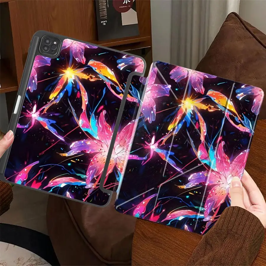 

Tablet Case For iPad Air 4 5 M3 M2 M4 11inch Pro 11th 10th 9th 8th 7th 12.9inch Pro 2025 Mini 6 7 Holder Cover Sparkling Flowers