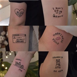 45 Simple Small Fresh Cute English Tattoo Stickers Waterproof Male and Female Wind Durable Simulation Ins Red Wind Network