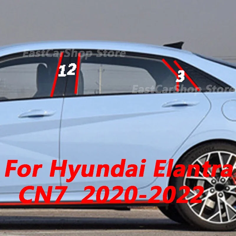 

For Hyundai Elantra CN7 2020 2021 2022 Car B C Pillar Middle Central Column PC Window Decoration Strip Sticker Accessories