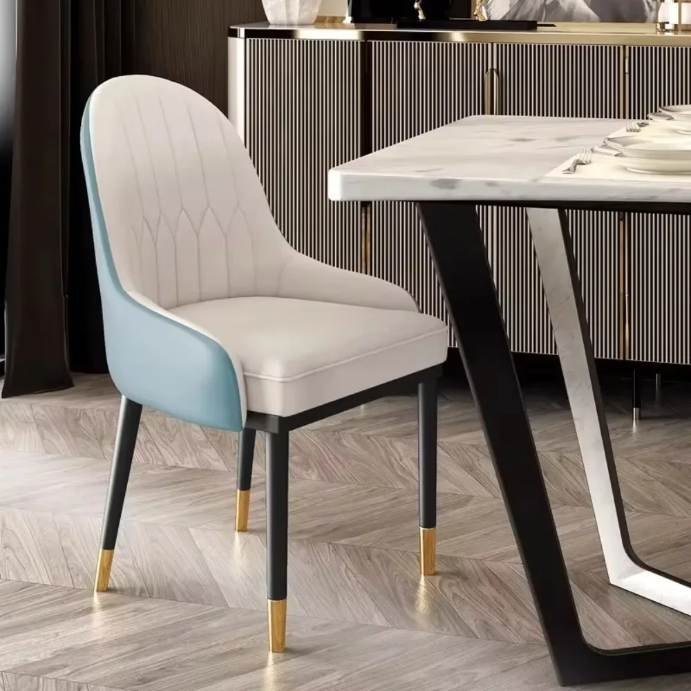 Dining Chairs Set of 2 Nordic Style Dining Chairs with Backrest Household PU Leather Metal Legs Bar Chairs Modern Room