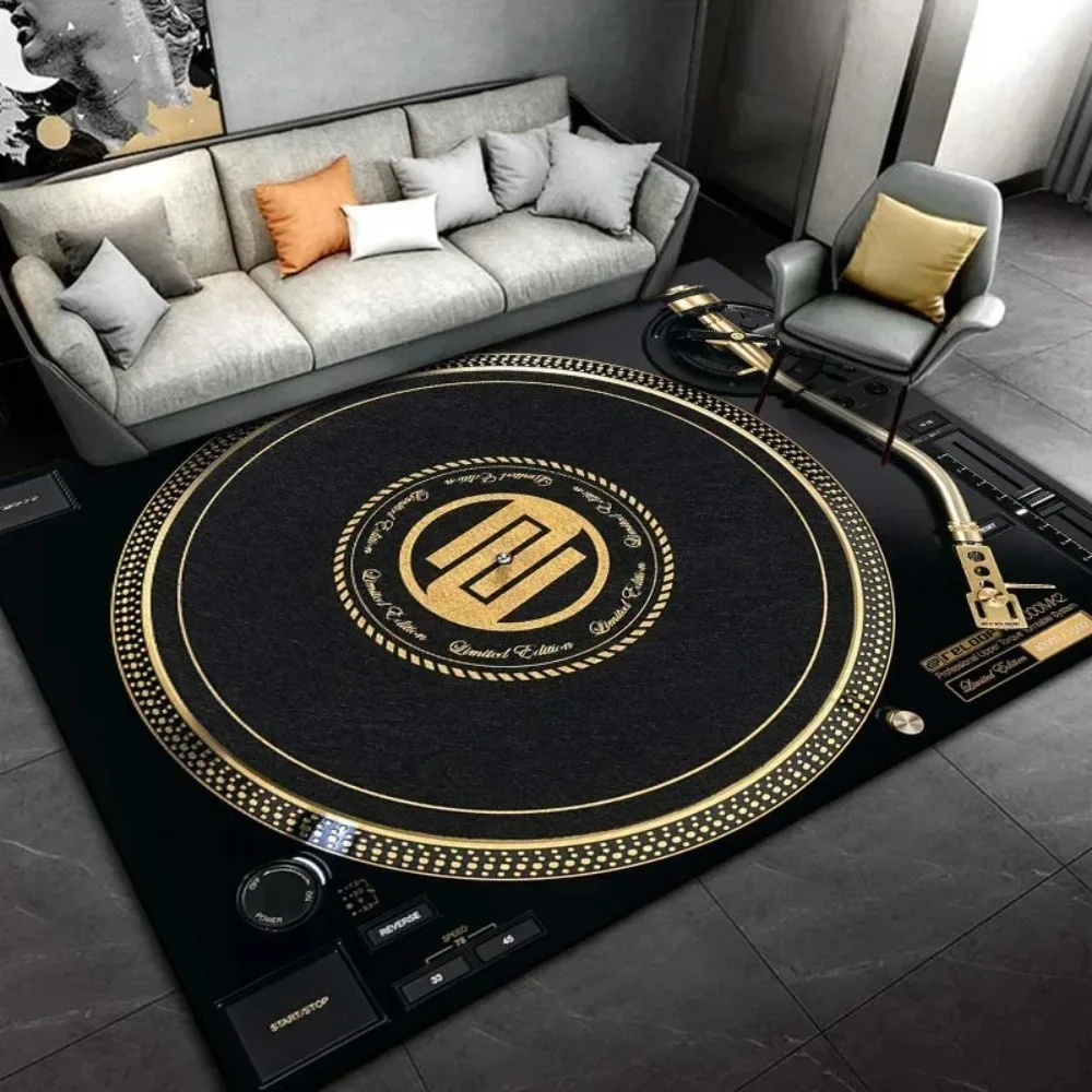 Retro Disc Player Vinyl Records Pattern Carpet for Bedroom Home Decor Living Room Mat Music Classroom Music Lover Rugs Gift
