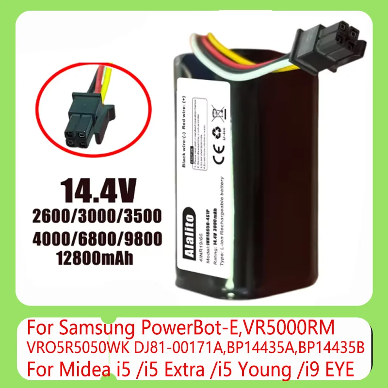 Vakuum-Akku für Midea BP14435A Samsung DJ81-00171A Eureka i5 Young EYE PowerBot-E VR5000RM VR05R5050WK Kapazität 2800 mAh