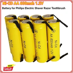 New Ni-CD 1.2V AA Rechargeable Battery 600mAh Batteries Welding Solder Tabs for Philips Electric Shaver Toothbrush Razor