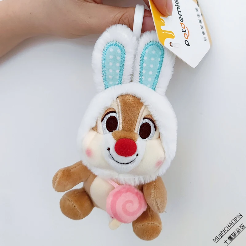 Genuine Disney Cute Chip & Dale Plush Toys Doll Keychain Creative Christmas Halloween Gifts 10cm