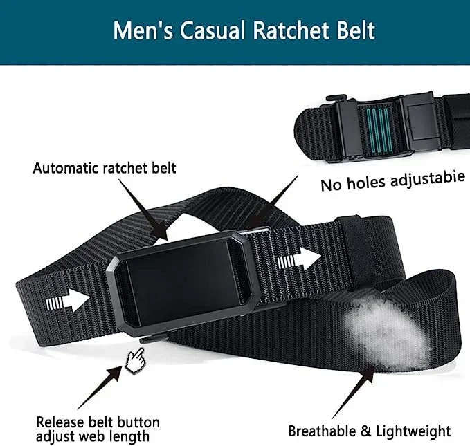 Men Belt Alloy Automatic Metal Buckle Nylon Webbing Outdoor Tactical Belt Toothless Automatic Buckle Casual Sports Canvas Belts