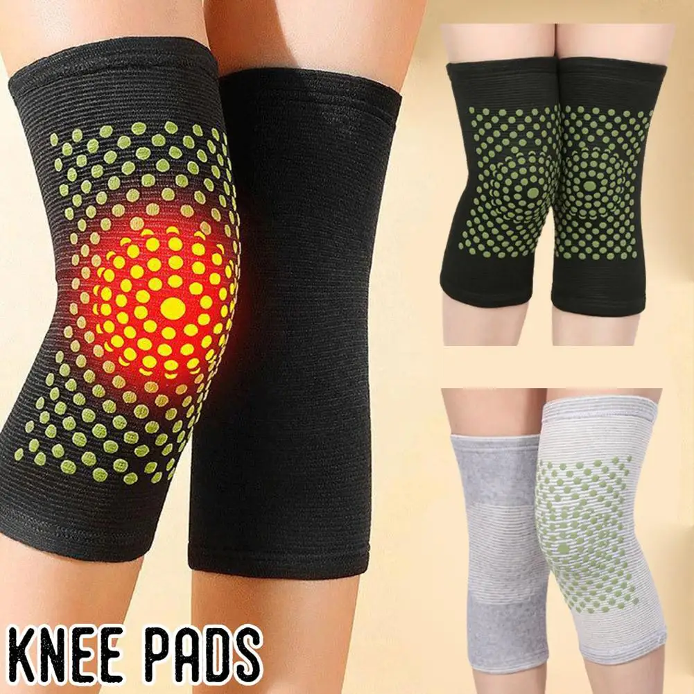 1Pair Self Heating Knee Pads Warm Wormwood Self Heating Knee Brace Support Long Compression Sleeve Arthritis Joint Pain Relief