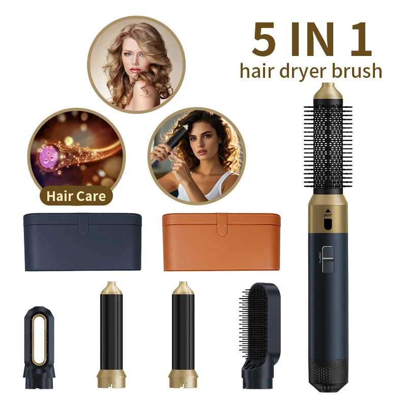 

5 in 1 Hair Dryer Brush Interchangeable Electric Hot Air Brush For Curling And Straightening Hair Curly Iron