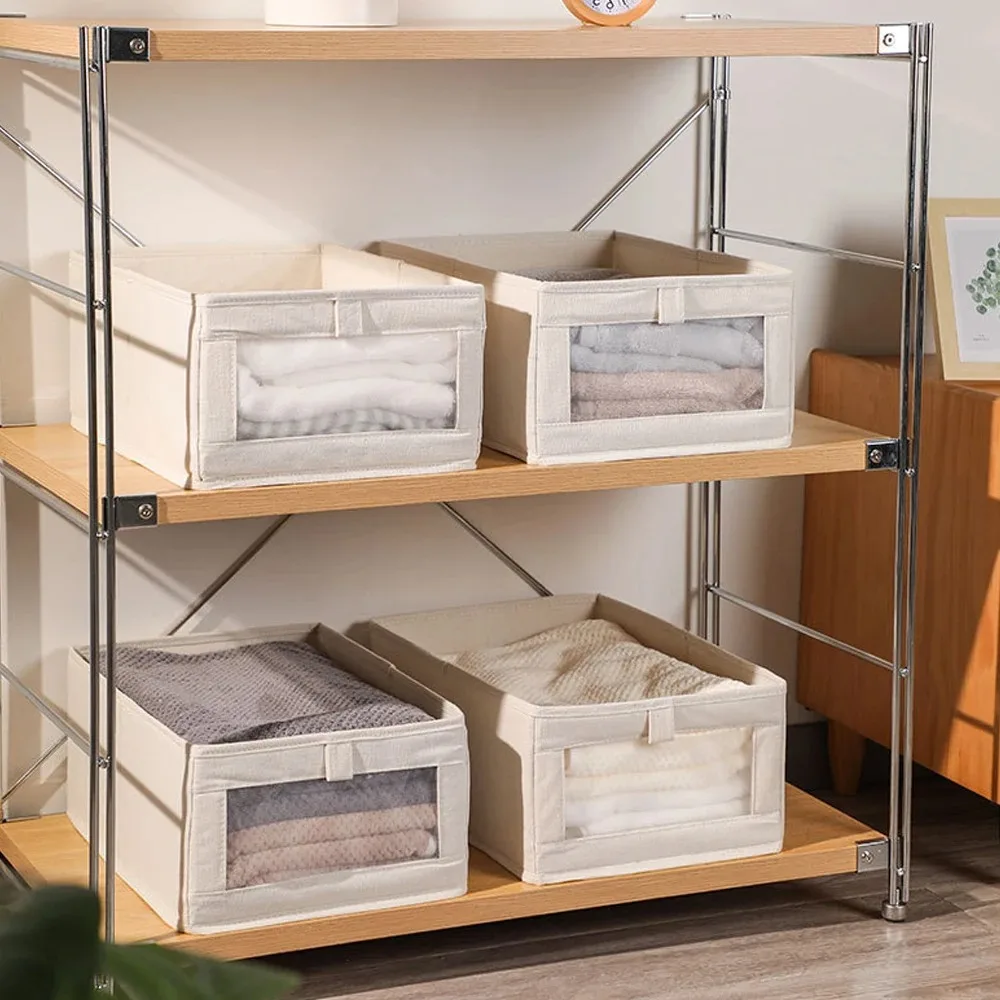 

Visible Garment Organizer Box Wardrobe Pants Organizers Cabinet Drawer Jeans Clothes Storage Box Foldable Fabric Boxes for Bedro