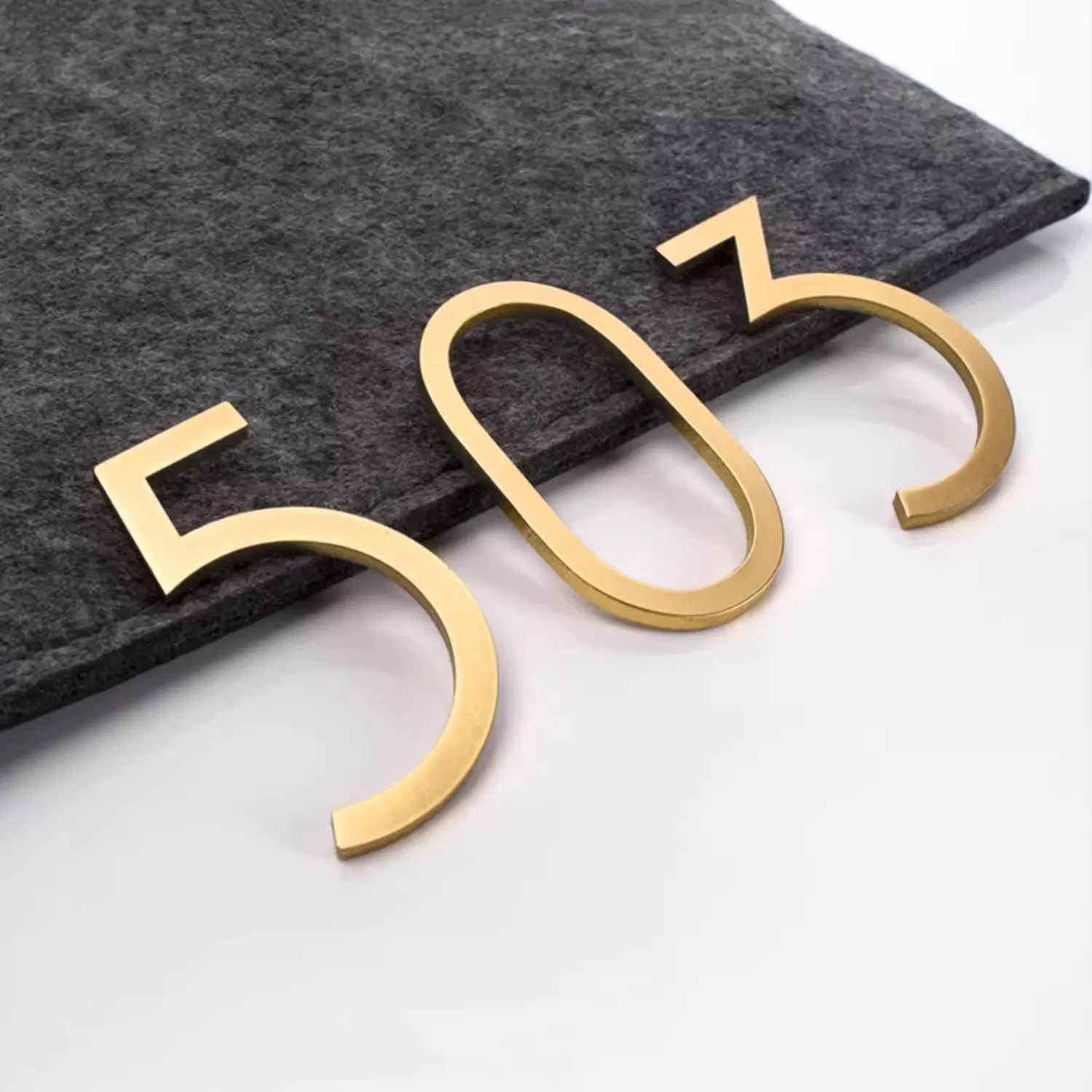 1 PC Solid Brass House Numbers with Backing Adhesive Gold Apartment Door Hotel Room Number 6CM