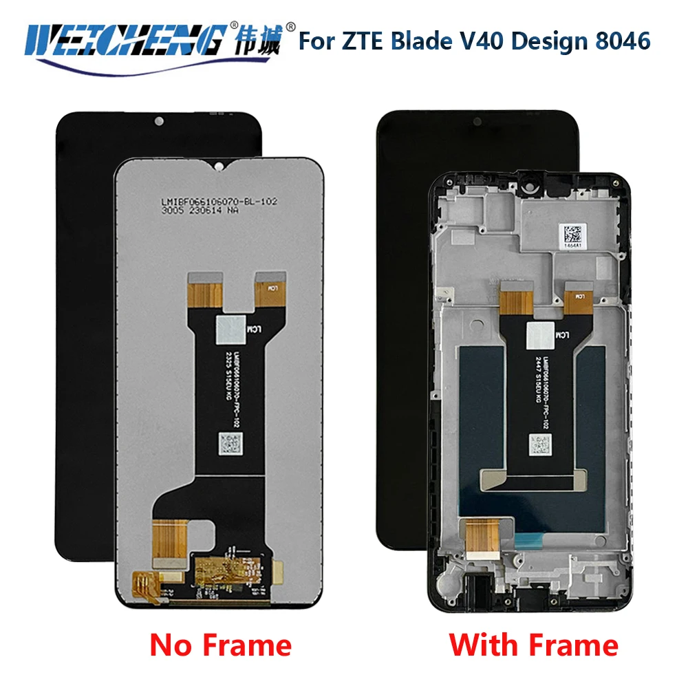6,6-дюймовый черный для ZTE Blade V40 Design 8046, ЖК-дисплей, дигитайзер сенсорного экрана, панель в сборе Pantalla с рамкой