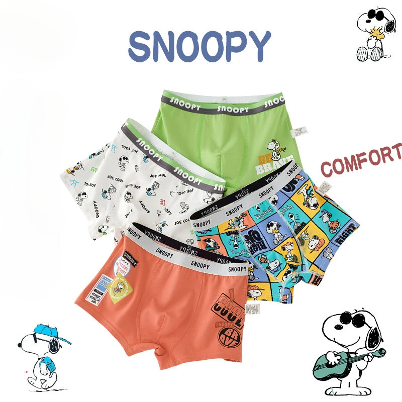 Snoopy cartoon animation movie character children's pure cotton boxer briefs personalized creative boys' boxer briefs wholesale