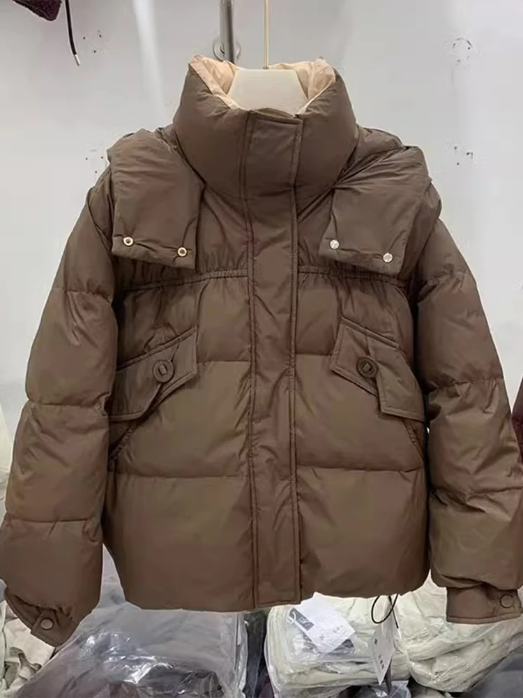 

Women's Hooded Cotton Jaet Color Blo Thi Warm Loose Fit ort Coat Winter New Sle Faionable Versatile Slimming Coat