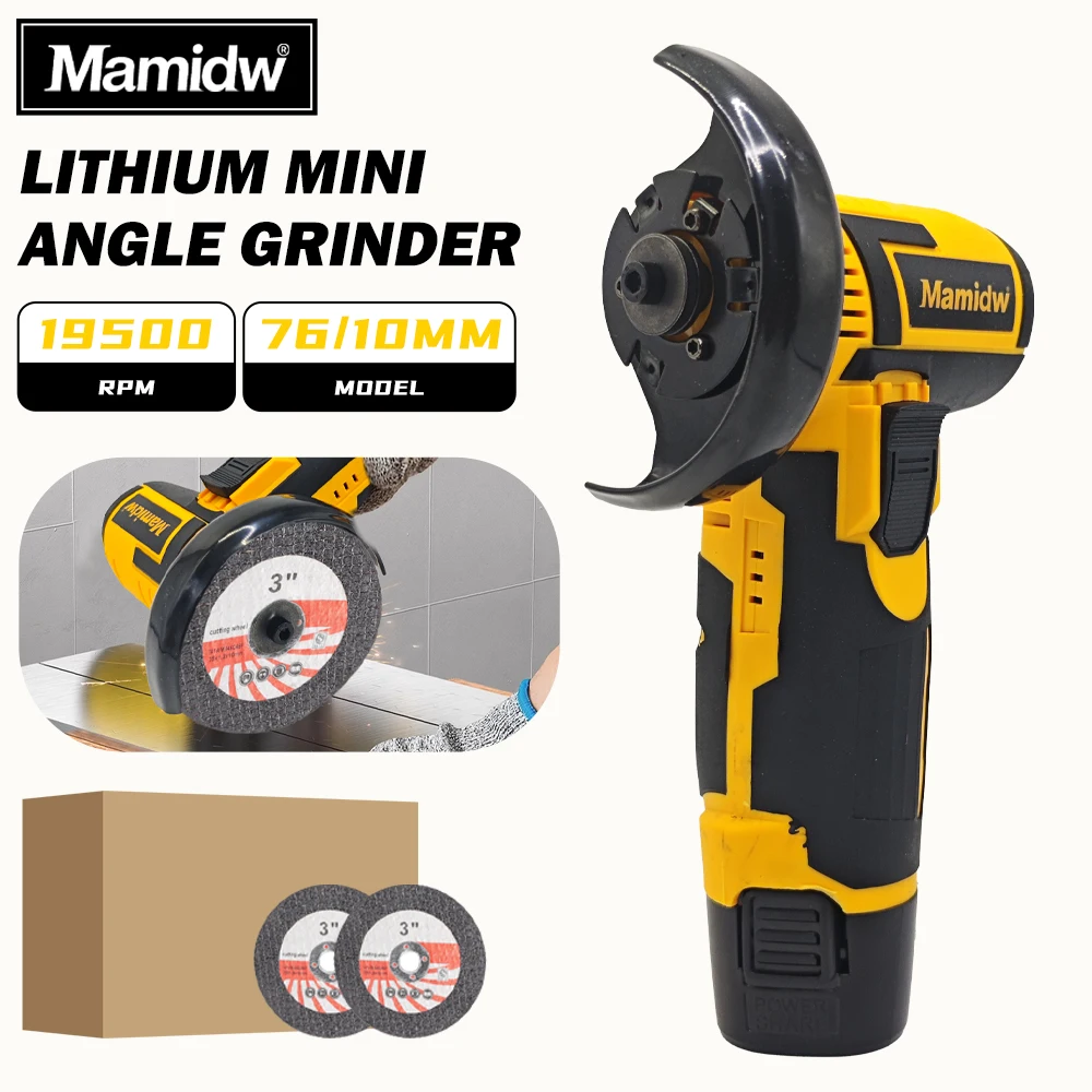 Compact Cordless Mini Angle Grinder, Max 19500RPM High Speed, All-Copper Brushless Motor & Reinforced Safety Shield, Complete Kit for Cutting, Rust Removal & Craft Polishing