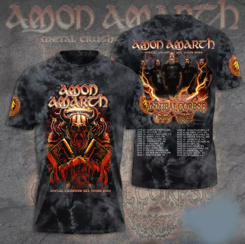 Popular Amon Amarth Rock Band 3D Print T-shirts Men Women Fashion Short Sleeve Hip Hop Tops Tees Oversized Street Men's Clothing