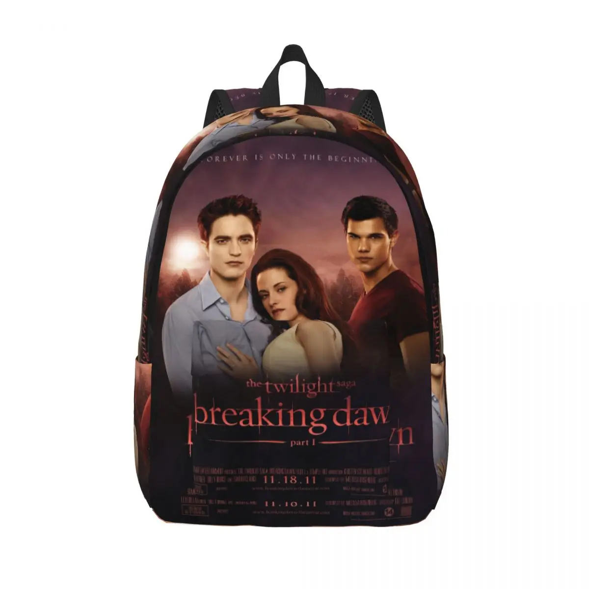 

Edward Bella Jacob Black for Men Women Student School Bookbag Twilight Saga Movie Canvas Daypack Middle High College with Pocket