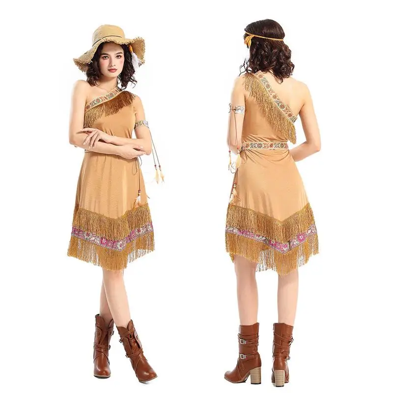 

Halloween Indian Skirt Adult Performance Costume Wild Forest Indigenous Original Inhabitant Ethnic Women's Stage Outfit