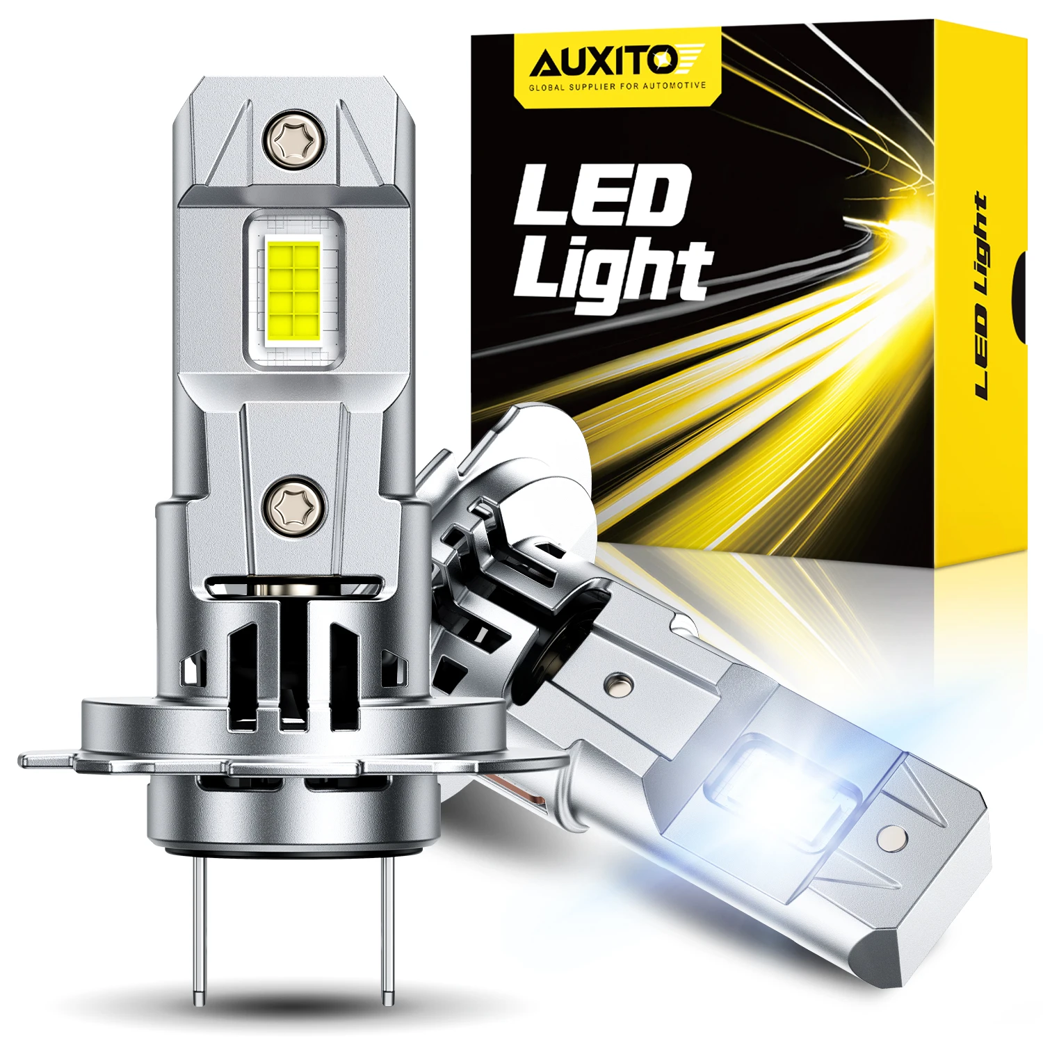 2 adet AUXITO LED H7 Lambalar Araba far ampulü Canbus Hata Yok Yüksek Güç Süper Beyaz H7 Turbo Otomotiv Far Fanlı 12 V