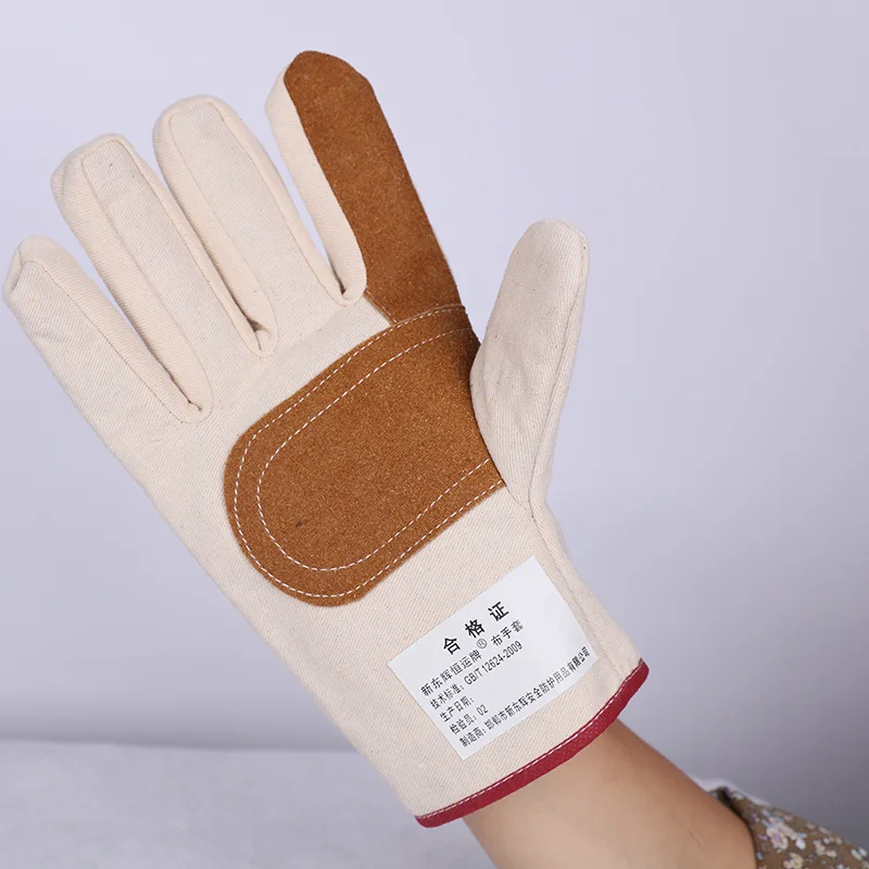 Thickened Canvas Railway Gloves with Composite Reinforced Palm Leather Protection Index Finger Leather Strengthened Protectiv...