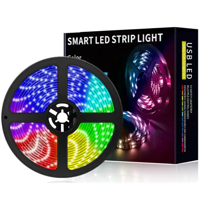 LED 블루투스 USB 데스크탑 환경 조명, RGB 전자 스포츠 TV 조명 스트립, 지능형 7 색 블랙 프레임, 5V
