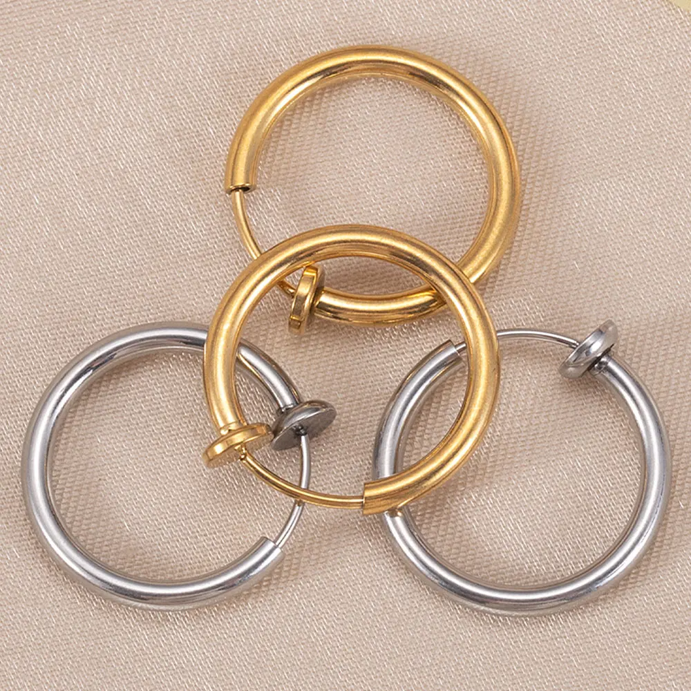 

2pcs/lot Stainless Steel Earring Clips 12/14/16/18mm Non Piercing Ear Clip Hoop for DIY Jewelry Making Earrings Accessories