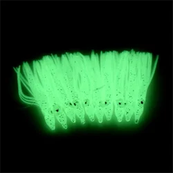 10 Pcs Soft Luminous Octopus Skirts Lures Silicone Tuna Trolling Skirted Squid Jigging Sea Fishing Bait 3D Glow Eye Tool