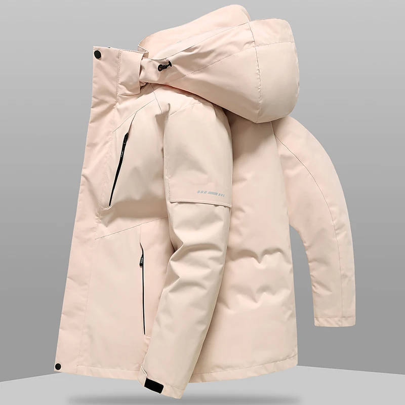 Casual 2024 Winter Men's Outdoor Hooded White Duck Down Jackets Streewear Loose Windproof Warm Puffer Coat Thick Parkas Clothing