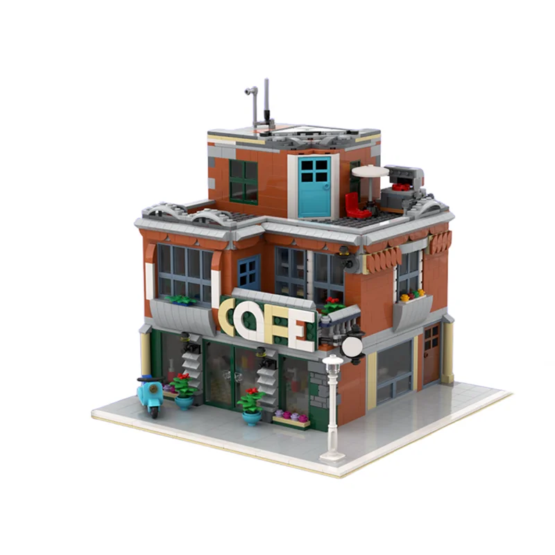 1784 elementy MOC Leisure Series 10264 Cafe Alternatywna Konstrukcja Retro Bistro DIY Model Klocki Urodzinowe Zabawki Prezent