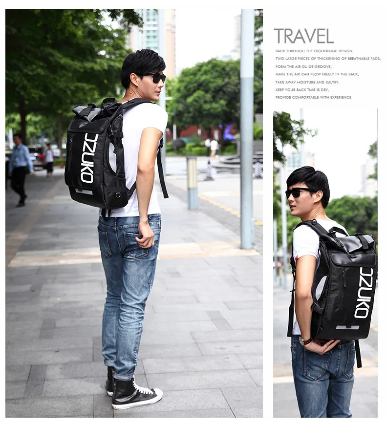 OZUKO Rucksack Männer 15,6 Zoll Laptop Wasserabweisende Schultasche für Teenager Casual Student Rucksäcke Männliche Reise Mochila Mode – Detail 14