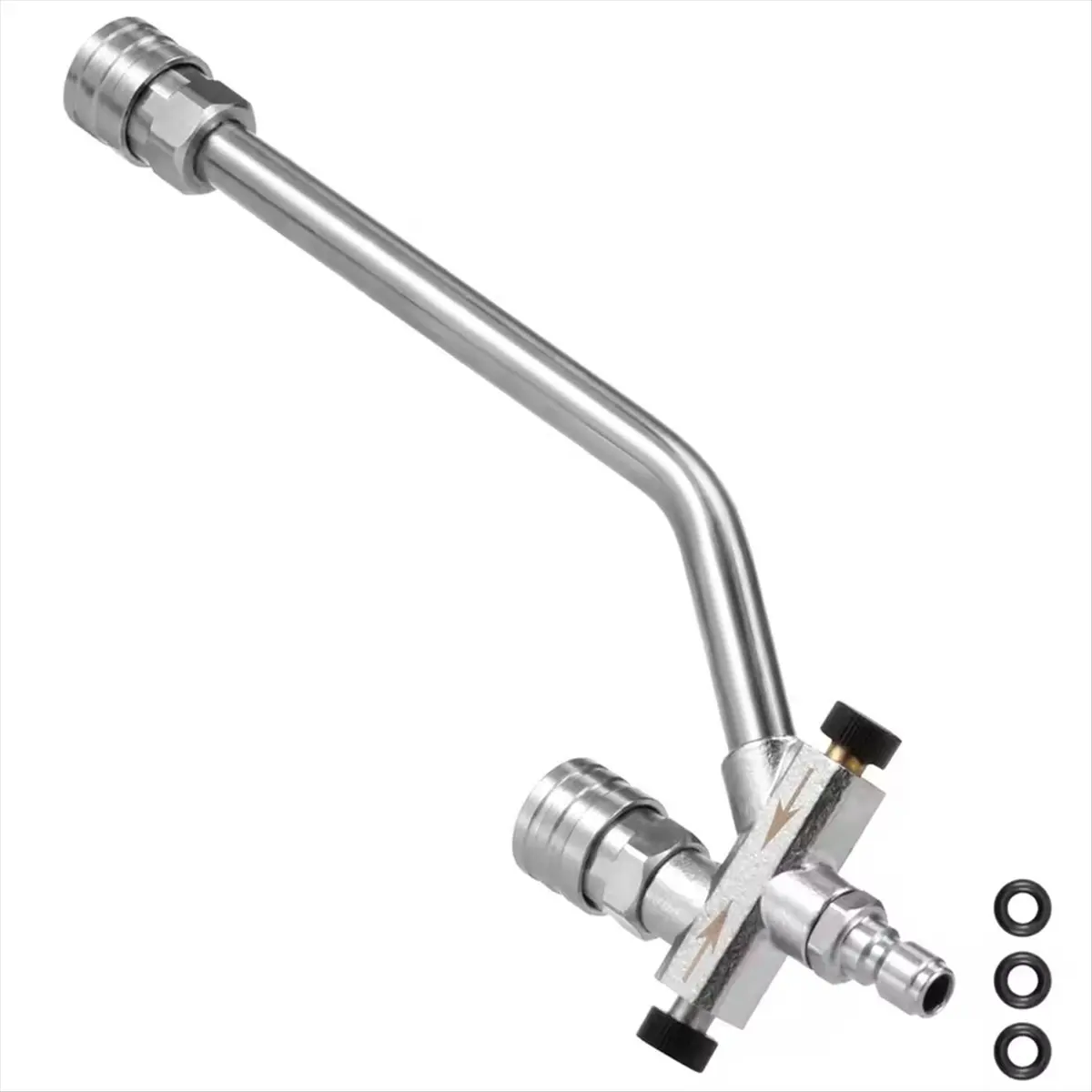 Y17A 1/4inch Foam Cannon Dual Connector Stainless Steel 4000 PSI High Pressure Dual Head Foam Sprayer Good Sealing Attachment