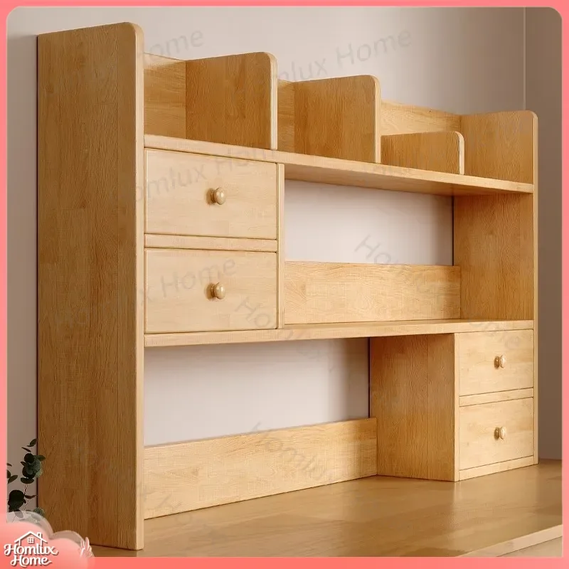 Solid Wood Bookshelf Desktop Shelf for Students Office Vertical Multi-Layer Small Bookcase Simple Storage Organizer Home