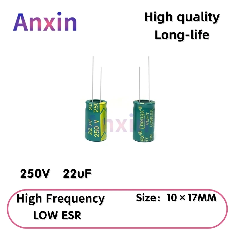 

20PCS 250V22uF Aluminum Capacitor, High Frequency Low ESR 105°C Radial for Power Supply Long-life 10×17MM