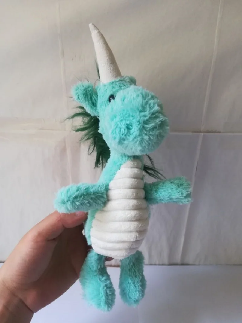 

Маленькая милая плюшевая игрушка-единорог, мягкая зеленая кукла-единорог, около 28 см, подарок 2635