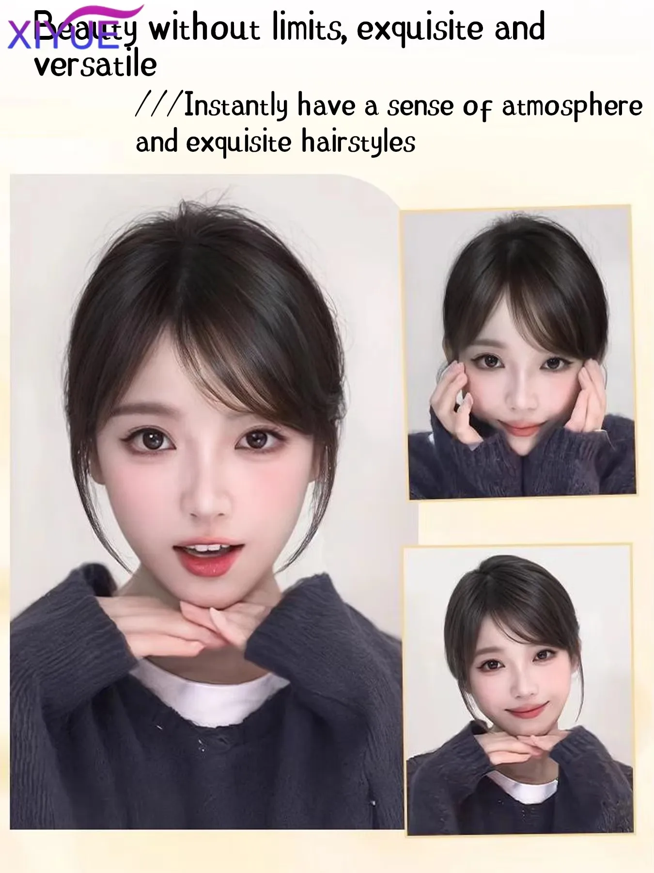 Imagen 6: Flequillo sintético para mujer, mini flequillo postizo, extensión de cabello negro y marrón para niñas XYUE