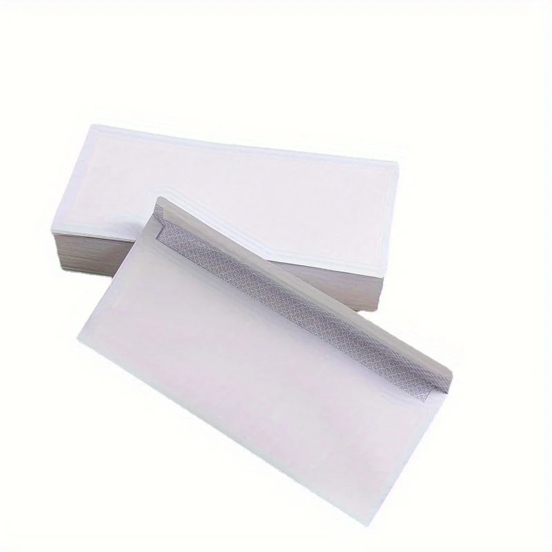 Sending Envelopes and Mail Bags, #10 Security Tinted Self-Seal Envelopes - No Window - Size 4-1/8 X 9-1/2 Inches - White - 24 LB - 100 Count