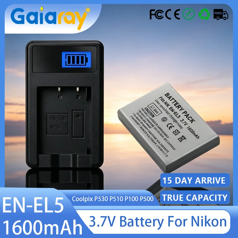 ENEL5 EN-EL5 EL5 W pełni dekodowana bateria do aparatu + ładowarka USB z diodą LED do Nikon Coolpix P530 P520 P100 P500 P5100 P6000 3700 Batteria