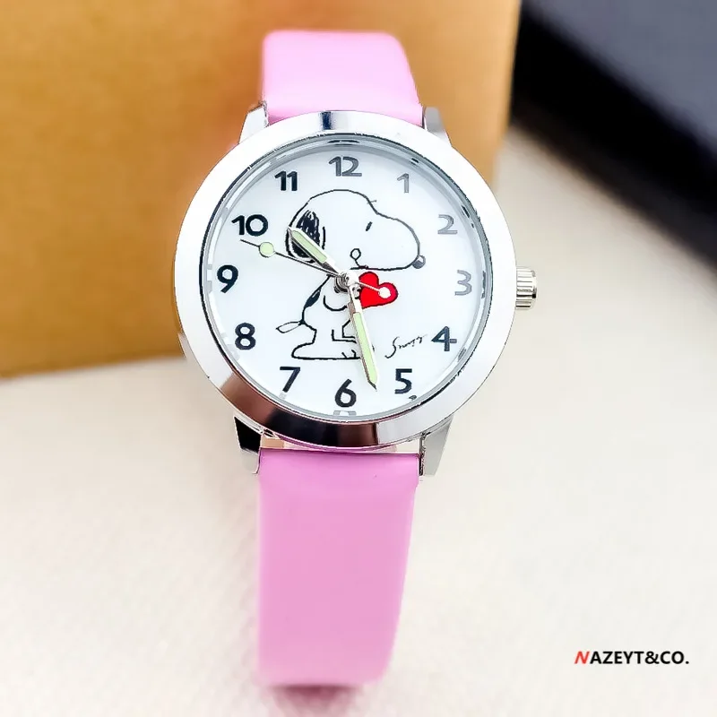 Kawaii Snoopy Kids Watches Cartoon Anime Character Quartz Watch Leather Belt Children Girls Fashion Students\' Clock Gifts