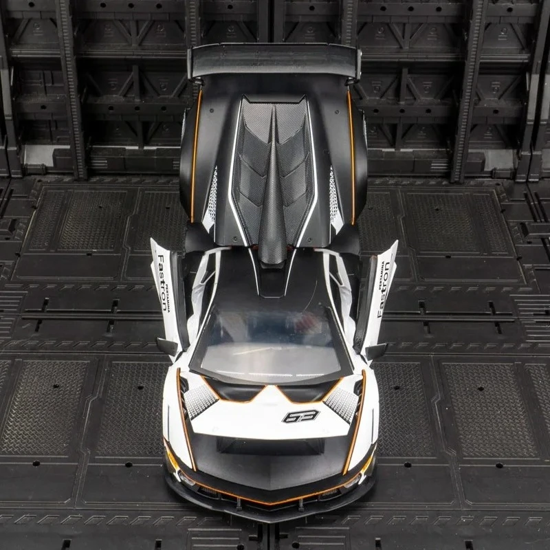 1:24 Lamborghini SCV12 coche de rally de aleación modelo colección de adornos de coche puertas y maletero del capó del motor se puede abrir Enviar a un amigo