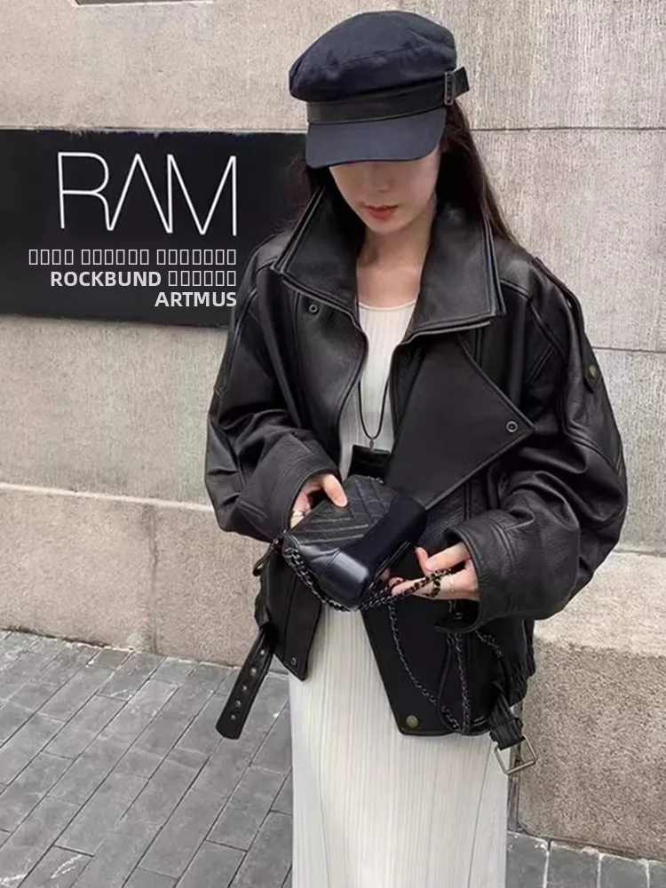 Jaqueta de Couro Retro de Hong Kong para Mulheres, Jaqueta de Motocicleta com Design Único, Tendência Coreana, Nova Chegada Outono Inverno