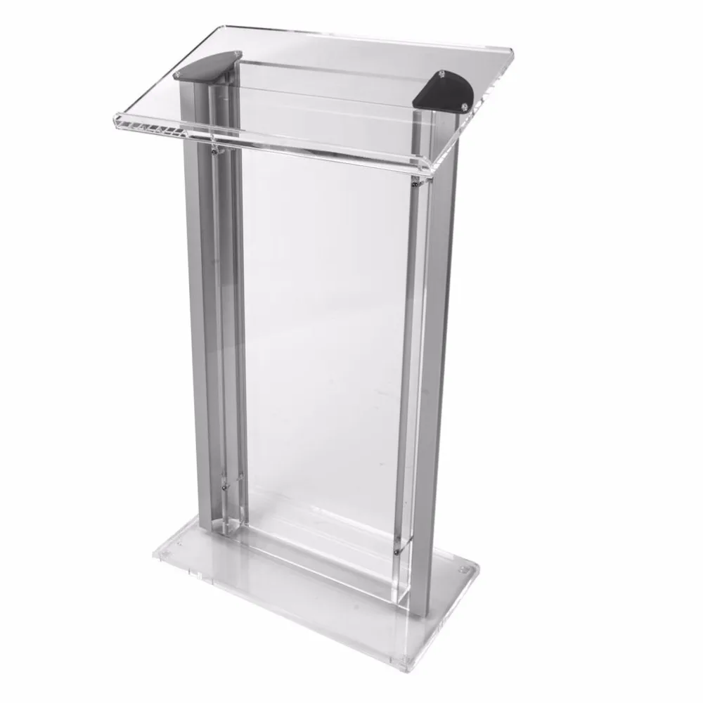 Factory Hot Sell Contemporary Podium Church Pulpit Acrylic Aluminum Alloy Podium With Spacious Reading Surface