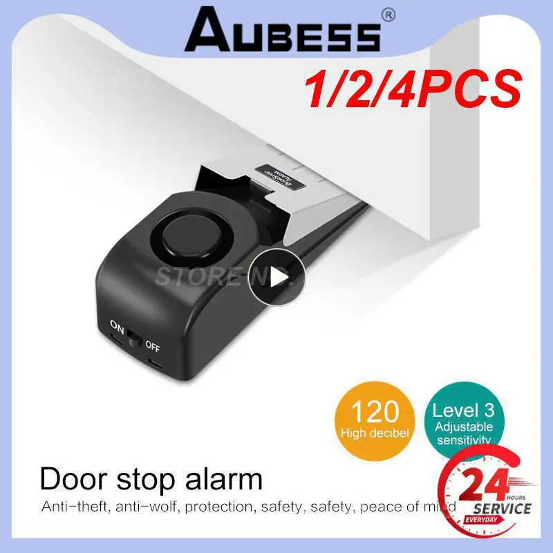 1/2/4PCS Door Stop Alarm Home Wireless Security System Burglar Alarm Alert 120Db Travel Wireless Vibration Household Wedge