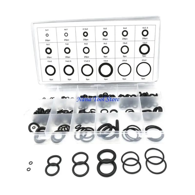 31GJ Black Rubber O Rings Assortment Set for Plumbing Garage Workshop Supplies