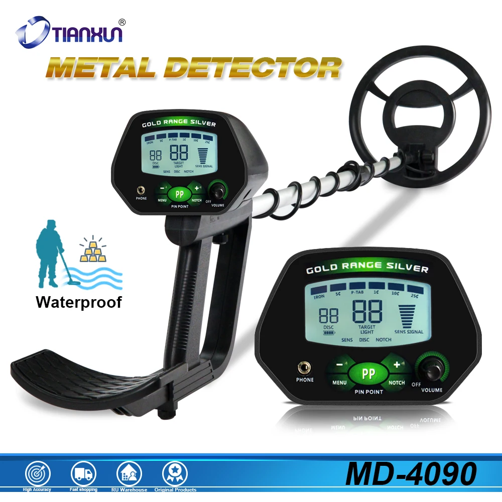 MD-4090 Metal Detector Professional Gold Digger LCD Treasure Hunter Pinpointer Underground Gold Detector High Precise Search