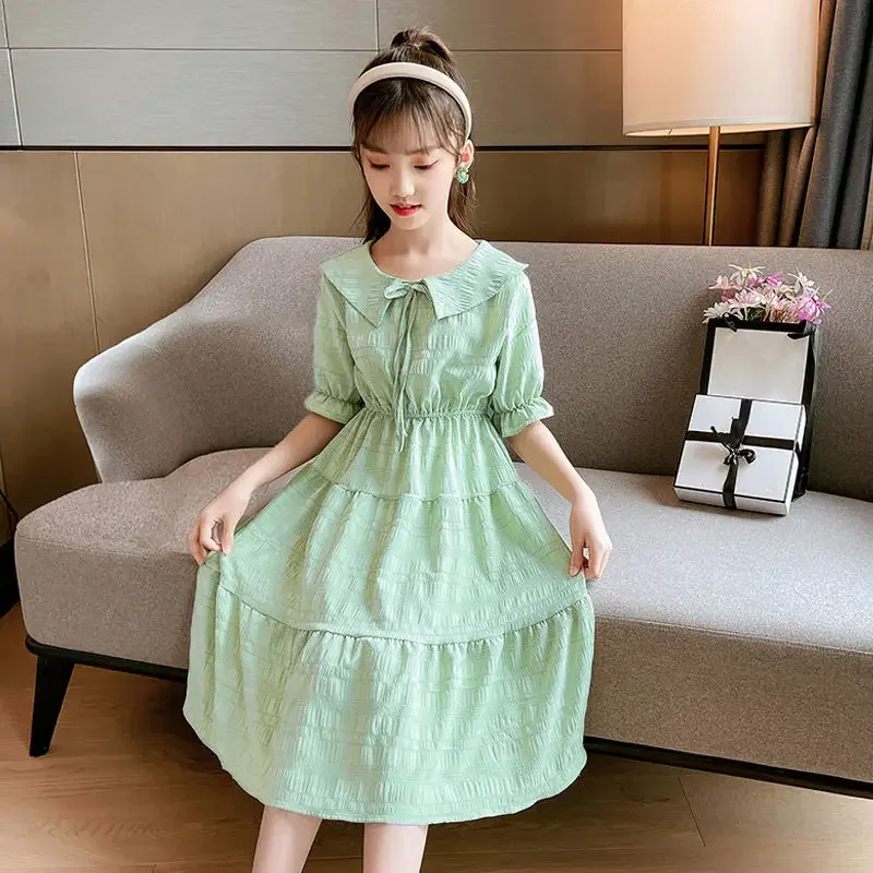 Teenager Summer Kids Girls Flounce Dresses Formal Princess Children Braces Dress 4 5 6 7 8 10 11 12 13 Years Baby Girl Clothes