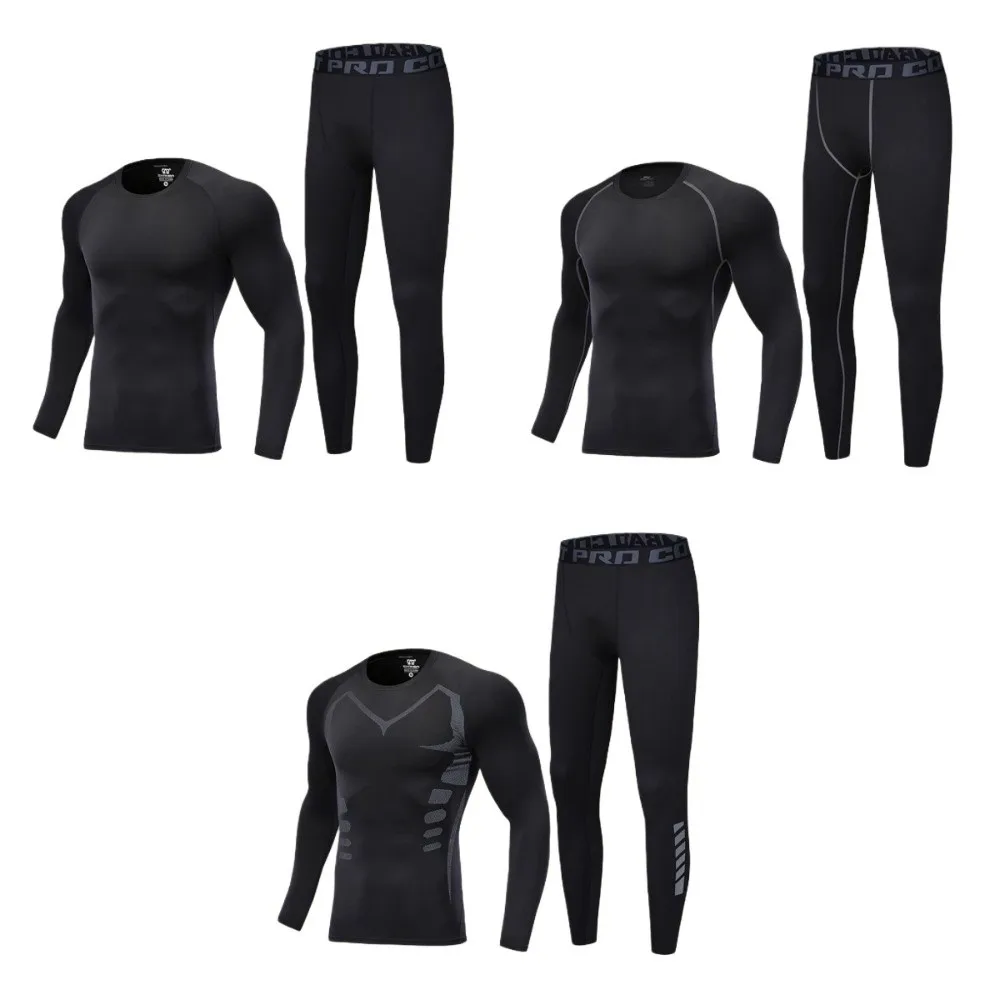 2 قطعة مجموعة التجفيف السريع الرجال التزلج ملابس اخلية حرارية ضيقة مطاطا الصوف اللياقة البدنية دعوى لينة مريحة القمم فستان أطفال مع سروال داخلي